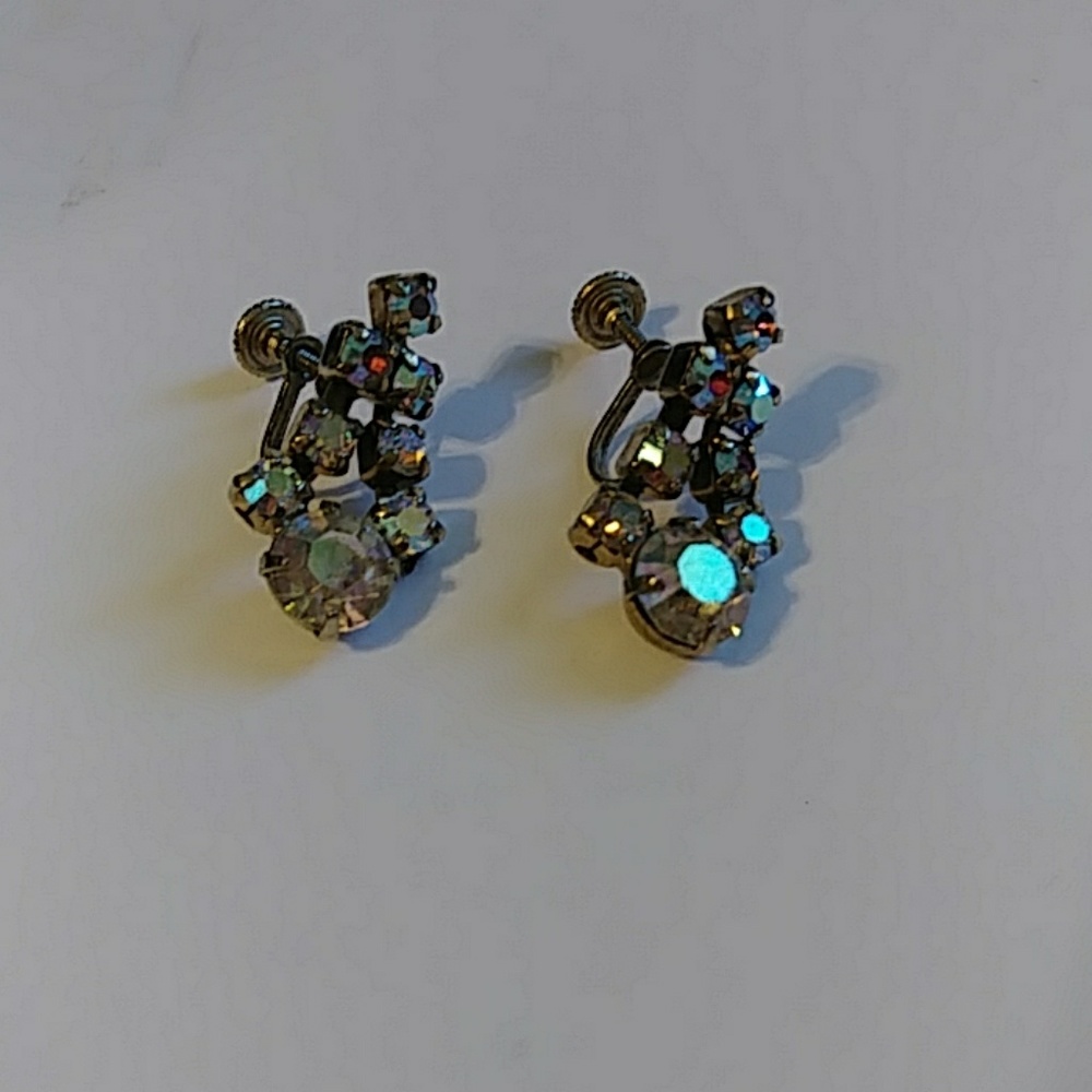 Vintage Rhinestone screw back earring